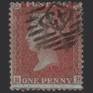 D28_22 GB QV 1855 1d PLATE 25 SGC7(1) CONST VAR RH FU LONDON IS 43 MISPERF