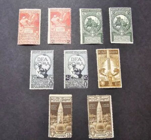 �C�^���A�؎� 1911-12�N MNH �󏭐؎� �I���W�i���K�� 9���Z�b�g