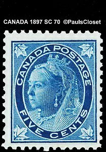 �J�i�_ 1897 SC 70 ���B�N�g���A���� �݂����������ɔZ���� 5�Z���g MNH OG F/VF