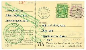 P3741 - 航空便、米国/ハンガリー 1931年5月14日、米国直行便、ブダペスト