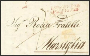 その他のセクション。ジブラルタル。表紙1835年。ジブラルタルからマルセイユ(フランス)へ。ブランドD