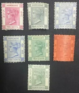 木綿: 香港 SG #33/39a 1882-96 クラウン CA ミント OG H ?528 ロット #65217