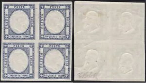 1861�N �i�|���n���ANo. 24d 50�O���C���C�O�X���[�g 3MNH/1MLH QUARTINA
