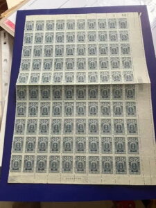 中国 1947 郵便料金 5 ドル切手シート 100 造幣局 N/H VF-NGAI