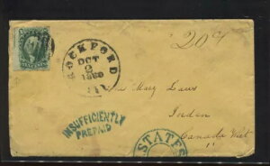 ロックフォード(イリノイ州)からジョーダン(カナダ)への郵便料金35ドル、より良いマーキング付きLV8813