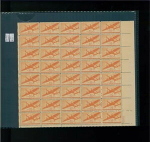 1941年アメリカ合衆国航空郵便切手 #C31 プレート番号 22779 ミント部分シート