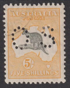 �I�[�X�g�����A 1929�N SM Wmk 5/- �O���[���C�G���[ SG ?118var CTO Cv 7,500�h�� [E8841]