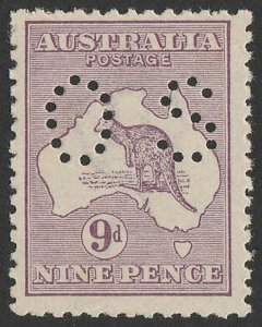 I[XgA 1914N JK[ 9d ^ OS 1st wmkBACSC 24bb Lbg $1500B MNH **B