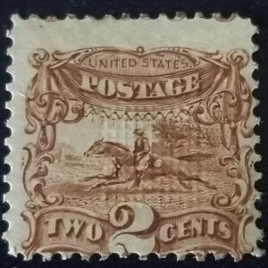 1869�N US SC 113 2c �u���E���A�X�֔n�ƋR��A�|�j�[�G�N�X�v���X�A�O�����t��MNH OG