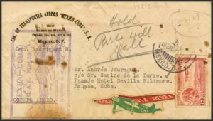 その他のセクション。受信メール。表紙:Yvert A?reo 20。1931年。航空事故発生。