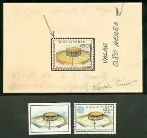 コロンビア 1968年 教皇パウロ 80セント 手描きエッセイ、プルーフ