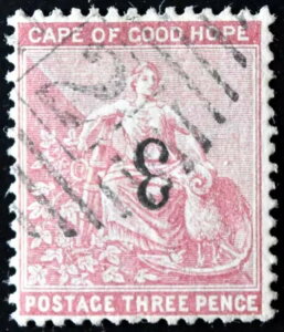 希少な喜望峰エラー SC# 31a 反転追加料金切手 CAT 価値 1200 ドル