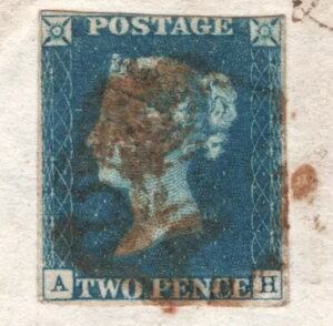 GB QV 1840 2d BLUE �v���[�g 1 (AH) *�ē���* �J�o�[ FOCHABERS MX Cat ?2,750 KA349