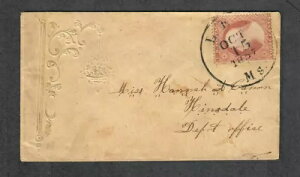 US Sc#25a �N�����b�g 1857�N10��15�� CDS ���f�B�[�X�J�o�[�ACv. $1100