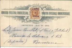 IfI Sc#36(VOtNA)CORREOS RIO DE ORO 8/MAR/1908 FORMULAR