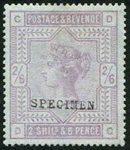 2/6d SG 175s ('BLUED PAPER' �Ɉ��) OVPT�B 'SPECIMEN' �^�C�v 9�A���ɂ��ꂢ�� L/M ��...