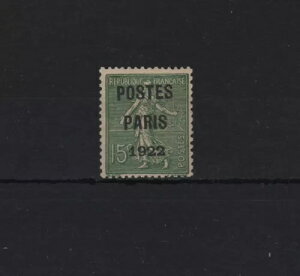 tX YVERT PREOBLITERE 31 "PRECANCEL 15c POSTES PARIS 1922" MH VF  T687