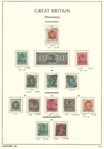 イギリス切手コレクション 灯台ページ 1896-02 役人 SCV $1810