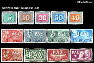 SW 1945 SC 293-305 ǎ 5c-10f MNH OG VF/XF-