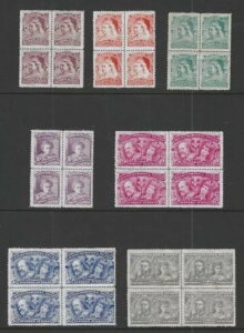 イギリス、1897年、ヴィクトリア女王即位記念、4枚組7枚セット、ポスター切手