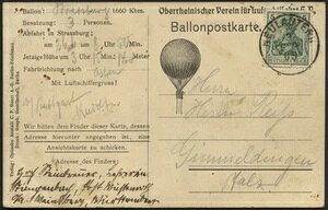 BALLON-FAHRTEN 1897-1916 1909 �N 6 �� 26 ���AOberrheinischer Verein der Luftschiffault St