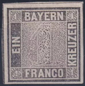 Bavaria Black One Mi.Nr 1 Ia�A1 Kr. Pl. 1 �L���r�l�b�g�s�[�X�A�S���Ȃ��A��������B
