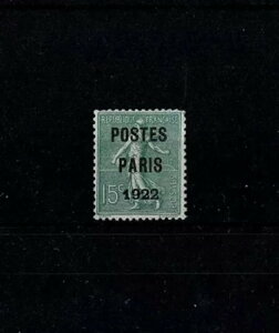 tX YVERT PREOBLITERE 31 "PRECANCEL 15c POSTES PARIS 1922" MNH VF TC X426