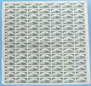 Sc#166 中国切手 1952 S5 (4-4) フルシート MNH 特 5 ?大祖国建?(4-4)国???整版新?票