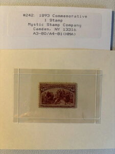 米国切手 #242 ? 1893年 2ドル コロンビア記念切手: 鎖につながれたコロンブス 新品ヒンジ付き