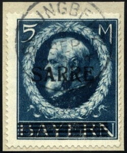 Saargebiet 30II BrfStc�A1920�A5 M. Bavaria-Sarre �I�[�o�[�v�����g �o���G�[�V���� �� A (�t�B�[���h 15-
