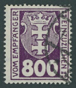 �X�֐؎� 1923�N�A800 Pf. dkl`pupur�AWz. 3�A�K������iDANZIG�j-
