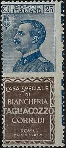 1924-25 �C�^���A���� �L���� 25 c. �J�b�^�[ �j���[ MNH** sass 8 cert-