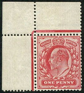 1906 1d COLOUR TRIAL IN 'CARMINE-LAKE' (wmk.crownAperf 14) U/MAR[i[}[W...