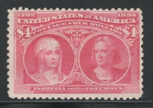 1893�N US SC 244 $4 �C�U�x�������ƃR�����u�X�A�R�����r�A�������� - MLH OG F/VF