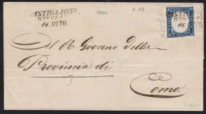 1860 �T���f�[�j���A20 �Z���g�B�L�����Z�����ꂽ�莆�ɂ��� CASTIGLIONE D'INTELVI �|�C���g 12-