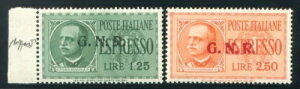 1944 RSI Express GNR 2 val. New MNH Color Errors **3 cert.-