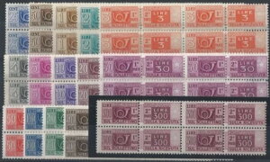 1946-51 �C�^���A�X�֋�� 15v. mc �u���b�N 4 MNH Sassone n. 66/80-