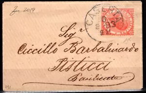 イタリア王国 1863年 2リラ ライブ スカーレット 封筒 No. T22 証明書付き