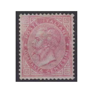 REGINO D'ITALIA 1863-65 40 CENTESIMI LONDON RUE N.L20 G.I MNH** CERT.-