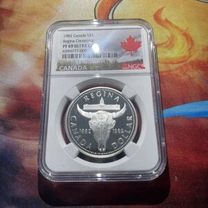1982 NGC PF69UCAM �J�i�_ �V���o�[ �h�� ���W�[�i 1882-1982 S$1 PR 69 �E���g���J���I