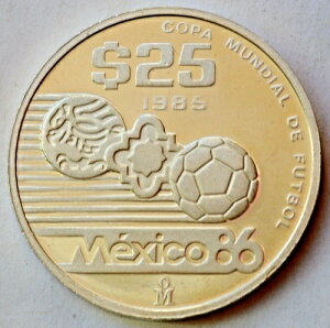メキシコ 25 ペソ 1985、メキシコで開催された 1986 年 FIFA ワールドカップ、銀貨
