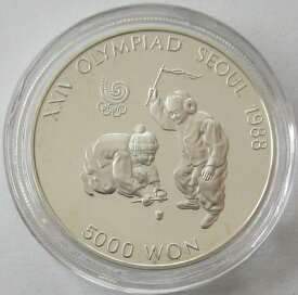 韓国 5000ウォン 1988年 ソウルオリンピック コマ回しをする子供たち 1/2オンス 銀貨 プルーフ