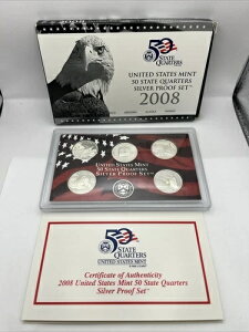 2008年 アメリカ造幣局 50州 25セント硬貨 シルバープルーフセット オクラホマ州 ニューメキシコ州 アリゾナ州 アラスカ州 ハワイ州