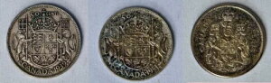 カナダ、50セント、1939年、1951年、1964年、銀貨