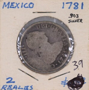 1781年 Mo FF 銀貨 2 メキシコレアル
