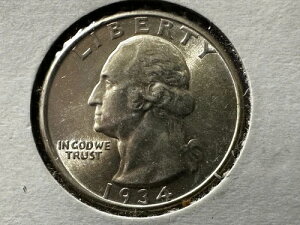 1934年 25セント ワシントン州 アメリカ合衆国 シルバークォータードル BU UNC ミディアムモットー ナイス