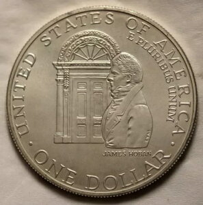アメリカ 1ドル銀貨 1992年 D BU ホワイトハウス建国200周年記念 - ジェームズ・ホーバン
