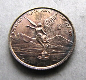 メキシコ KM609 銀貨 1/20オンス 1997年 Mo、美しい色合い BU