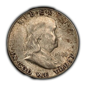 1948-D 50セント フランクリンシルバー ハーフダラー - 魅力的なオリジナルトーニング - BU - H2747