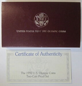 1992-S 米国造幣局 オリンピック記念 2枚プルーフコインセット ~ 銀貨 1ドル/クラッドハーフ